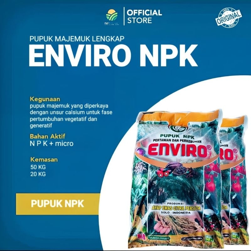 Pupuk ENVIRO NPK zak 50KG pupuk untuk padi