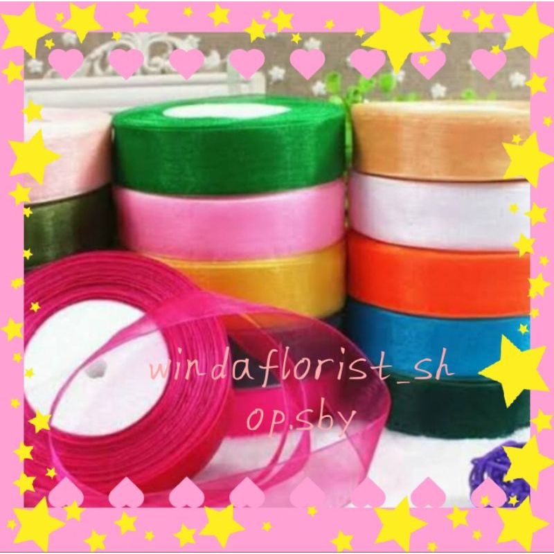 

Pita Organdi (ECER PERMETER) Organza sifon 2,5cm 1 INCH Transparant buket hampers craft