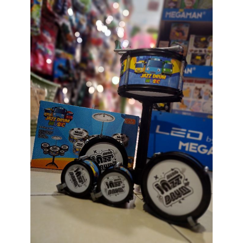 Hyven Toys Mainan Drum Anak Tema Tayo Lengkap dengan Stick Aman untuk Si Kecil