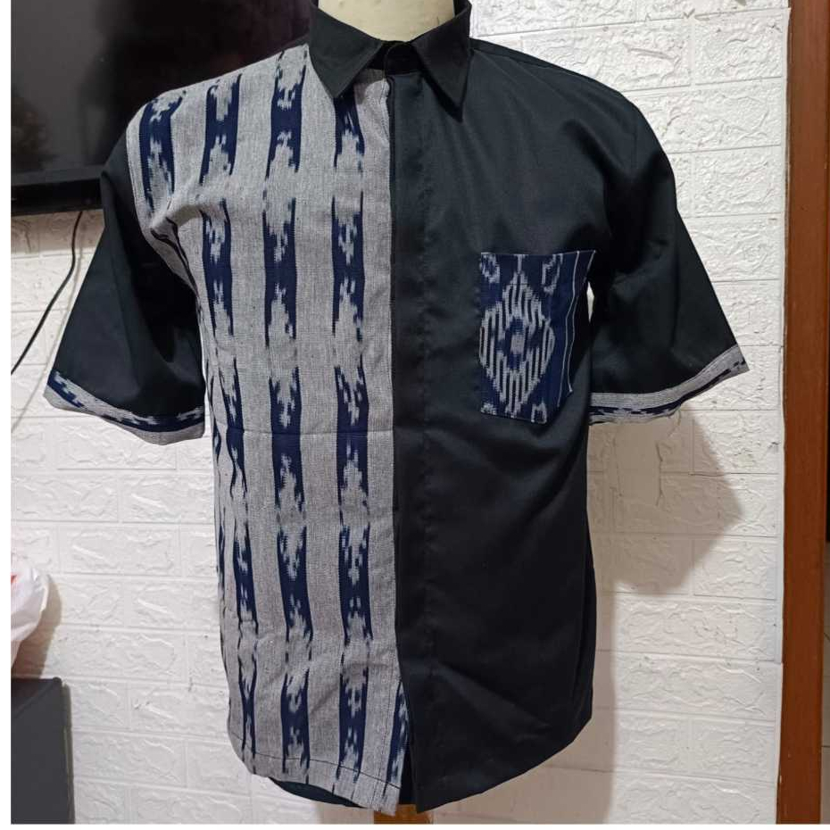 KEMEJA HEM COWOK PRIA DEWASA ETNIK JEPARA / TENUN CORAK BIRU