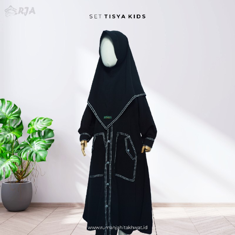 Gamis Anak Tisya Set Jilbab Jetblack