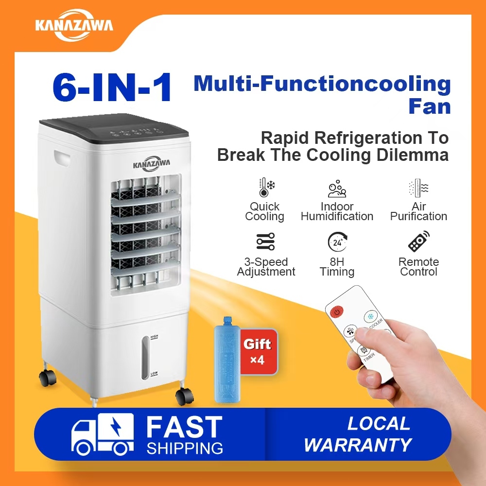 KANAZAWA Air Cooler AC Mini Kipas Pendingin Ruangan Portable 4L 3 Mode Angin Remote Dingin Cepat Coc