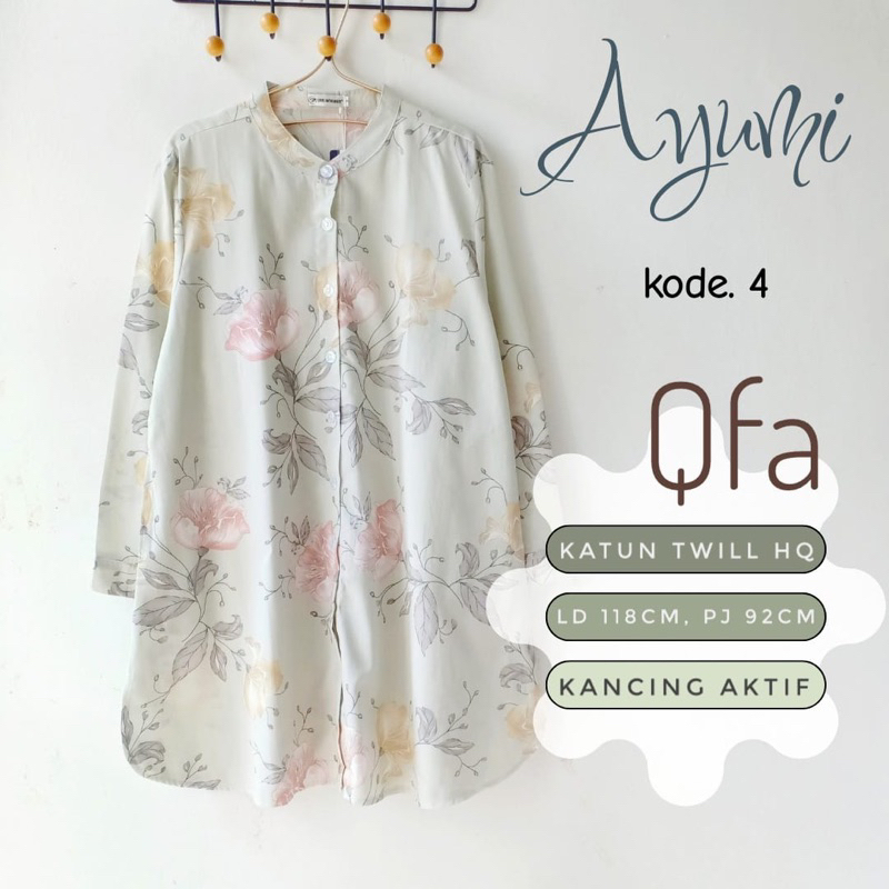 AYUMI BY QFA • KEMEJA SHIRT MOTIF FULL PRINT KATUN JEPANG PREMIUM LD 110 TUNIK BLOUSE ATASAN WANITA 