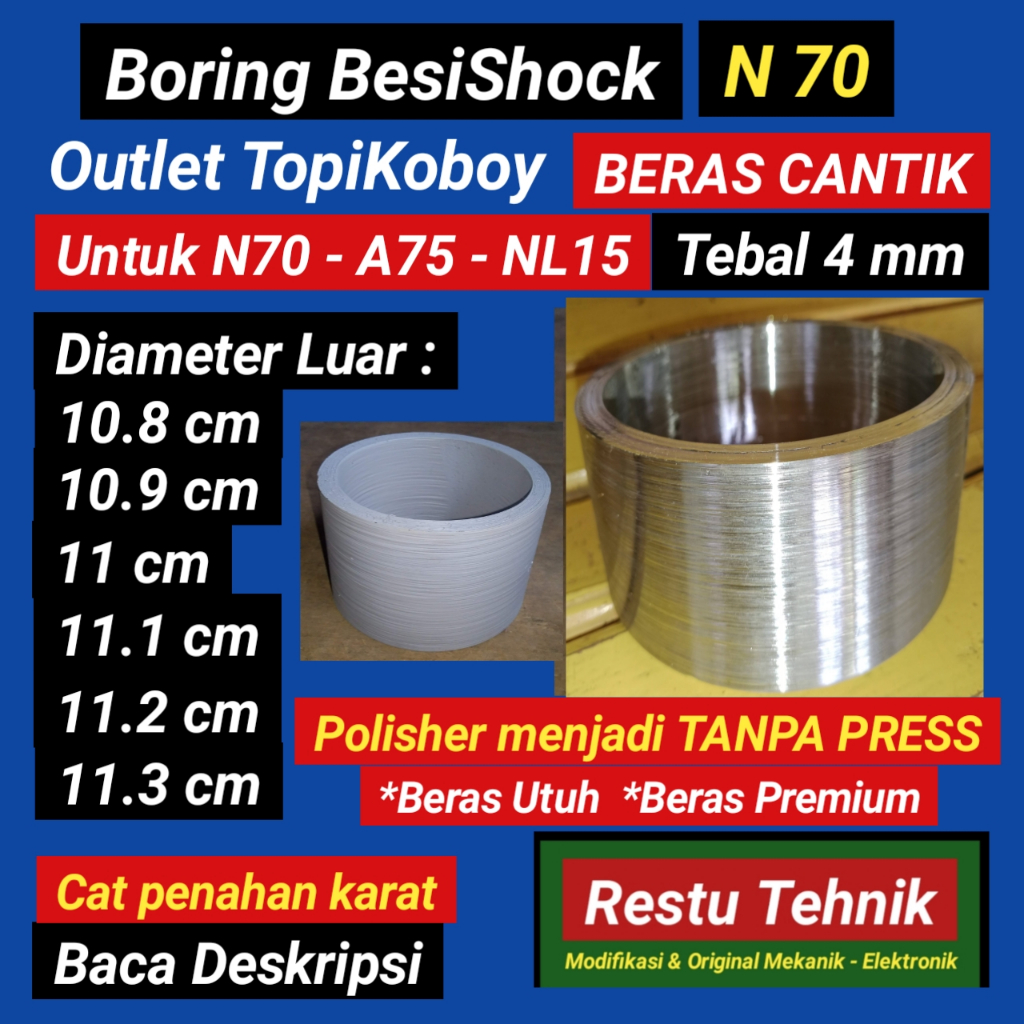 N70 - Boring BesiShock - Diameter 10.8 sampai 11.3cm - Tebal 4mm Outlet Polisher Topikoboy  Slipan g