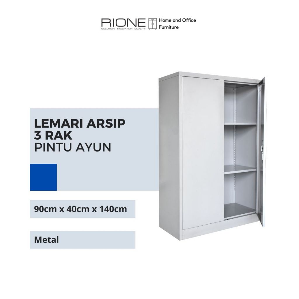 RIONE Lemari Besi 3 Rak Pintu Ayun AD022