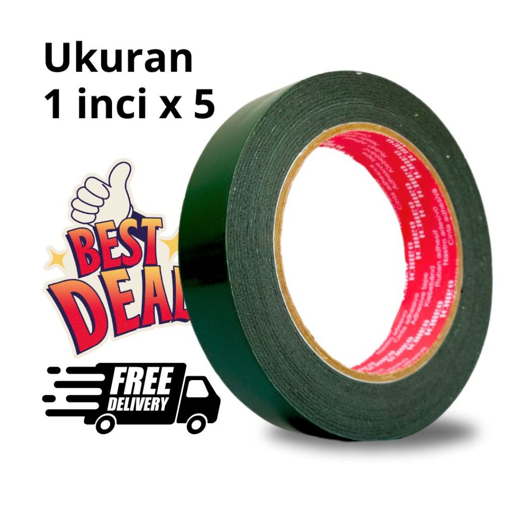 

1 inci x 5 Double foam tape lakban busa ICHIRO original 100%