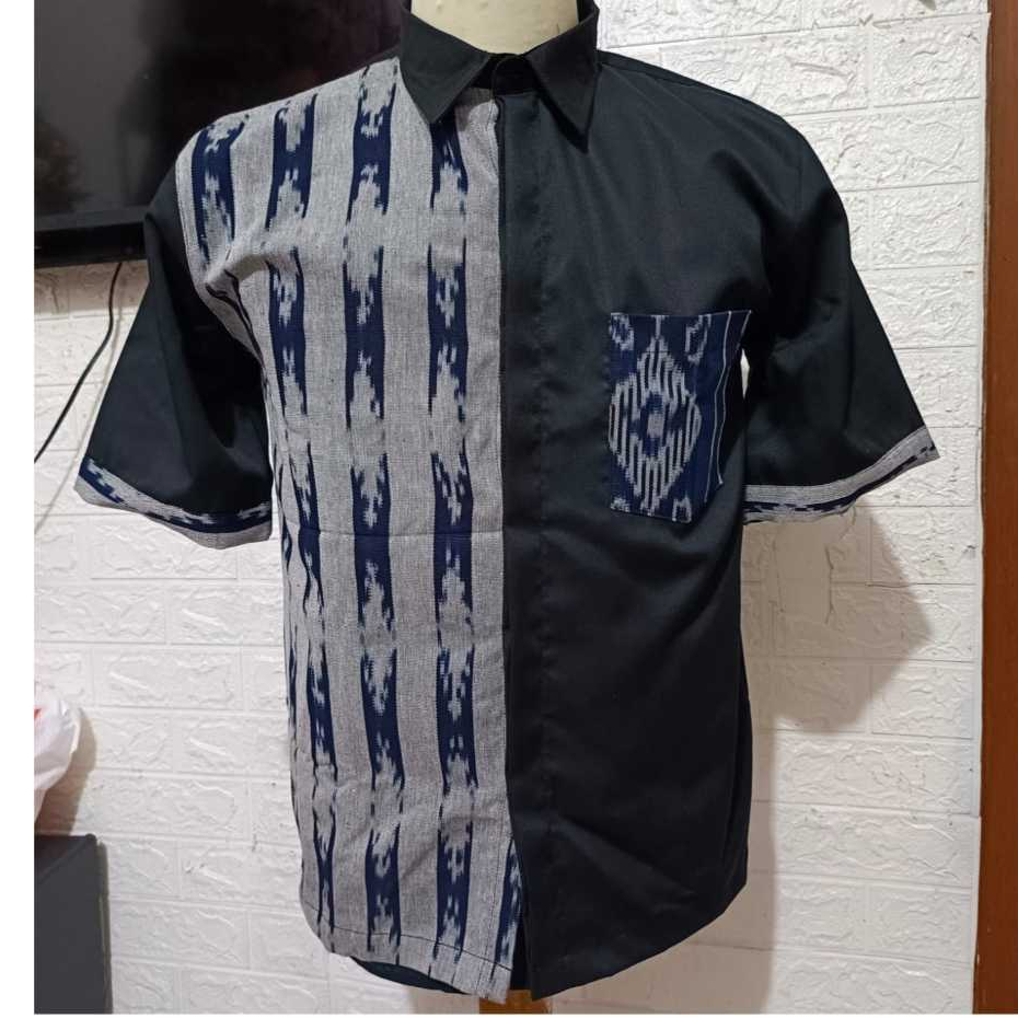 KEMEJA HEM COWOK PRIA DEWASA ETNIK JEPARA / TENUN CORAK BIRU