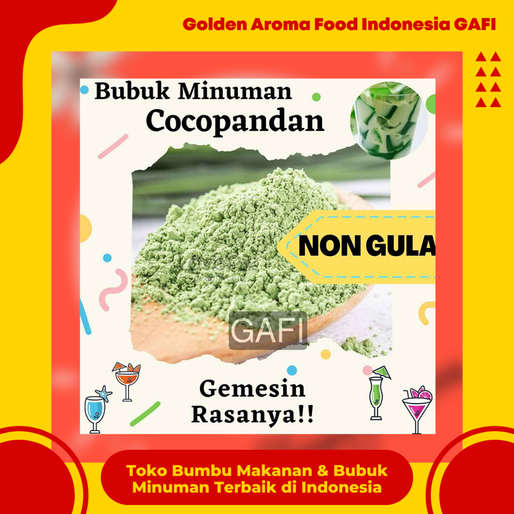 

GAFI Food Bubuk Minuman Rasa Cocopandan NON GULA 1 Kg Enak Murah Lezat, Cocopandan SUGAR FREE Drink Powder 1Kg