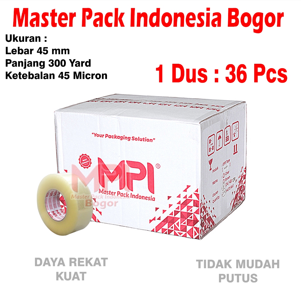 

1 Dus (36 Pcs) Lakban Bening JUMBO 45 mm x 300 yard - Lakban Packing - Master Pack Indonesia Bogor