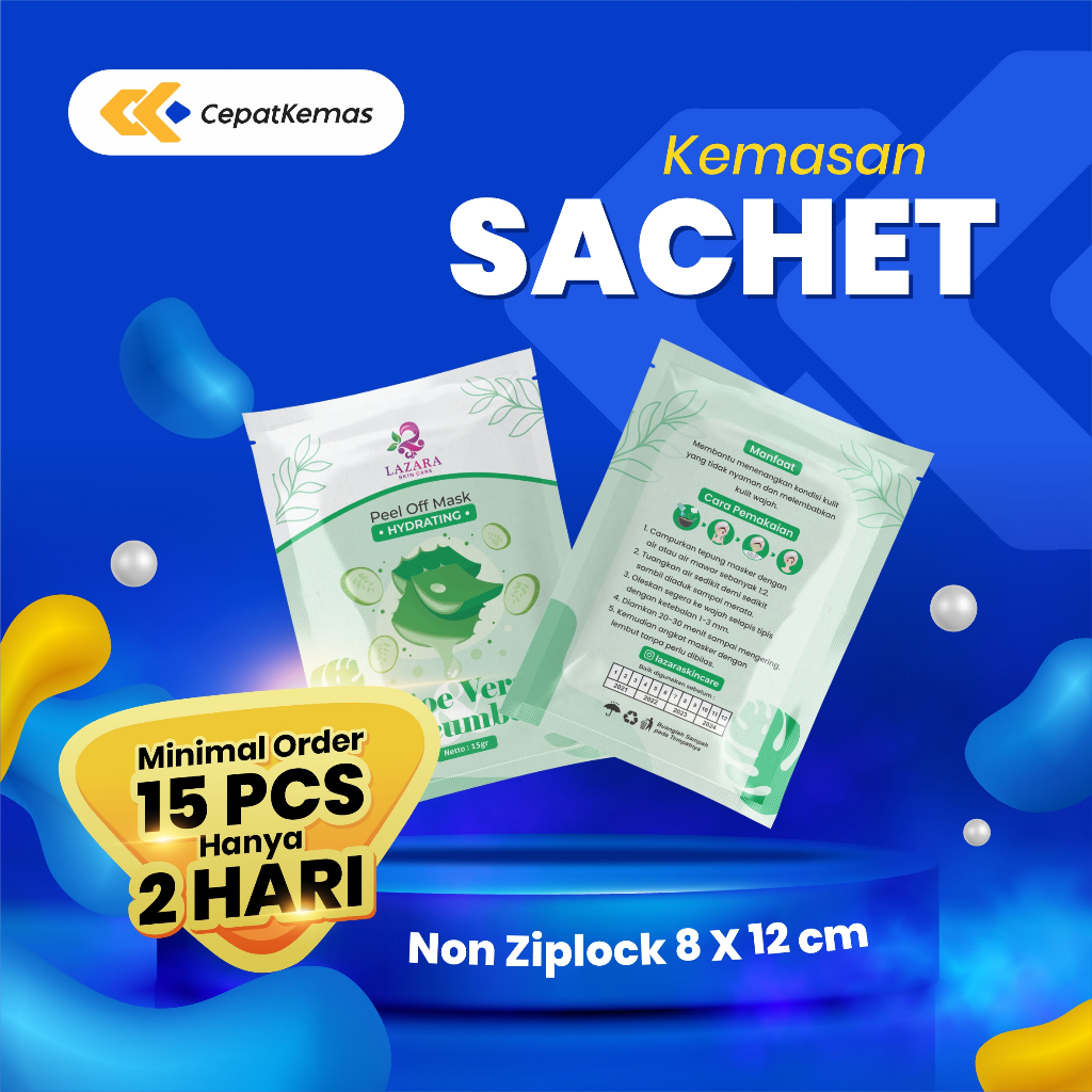 

Cetak Kemasan Sachet Non Ziplock 8x12cm | Custom Desain | 15pcs | Selesai 2 Hari