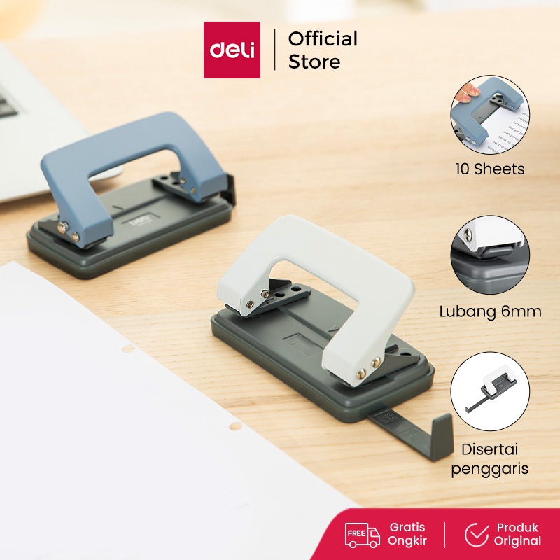 

Deli Pelubang kertas 2 Lubang Logam Metal 10 lembar E0101