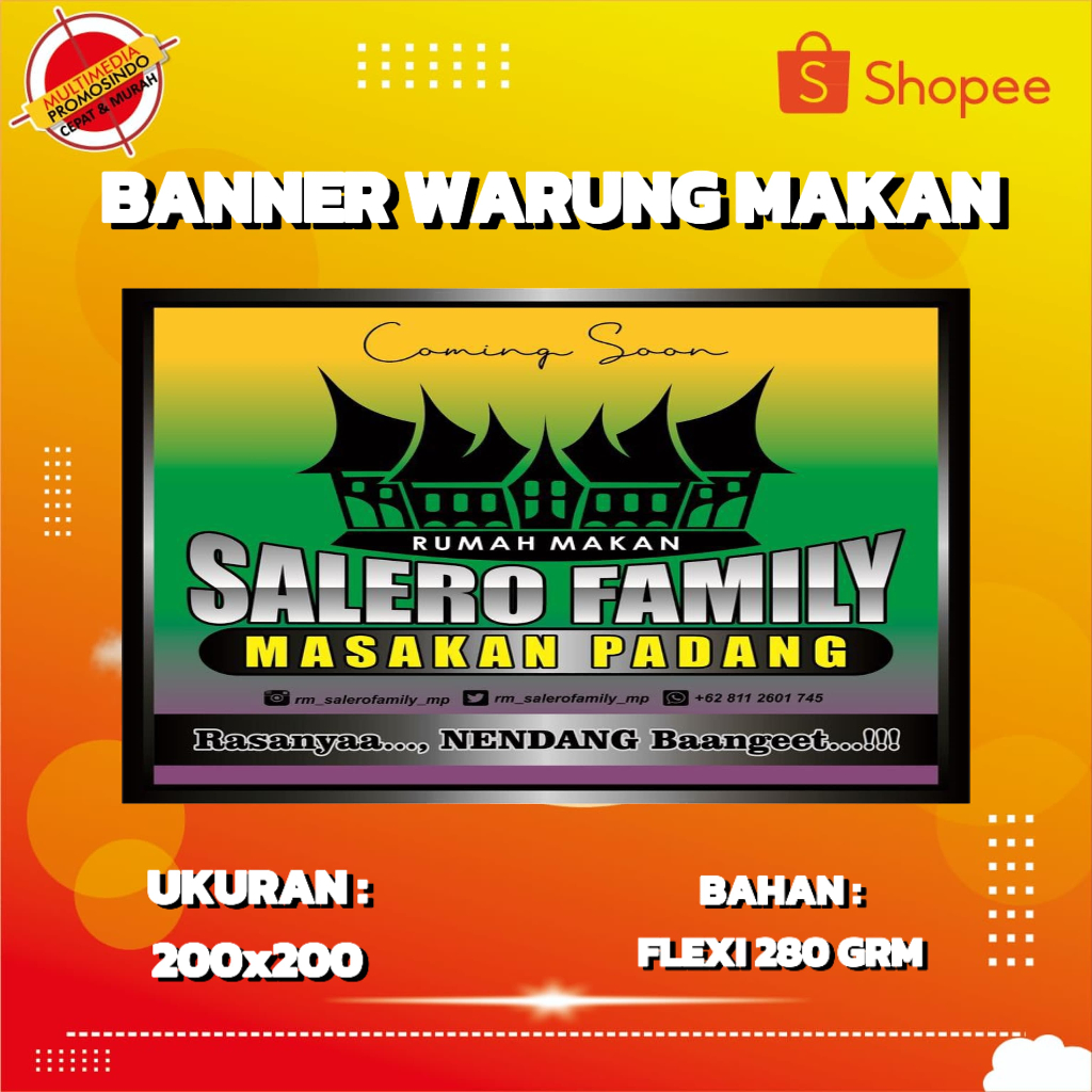 Spanduk Banner Rumah Makan/ Banner Masakan Padang/ Free Desain