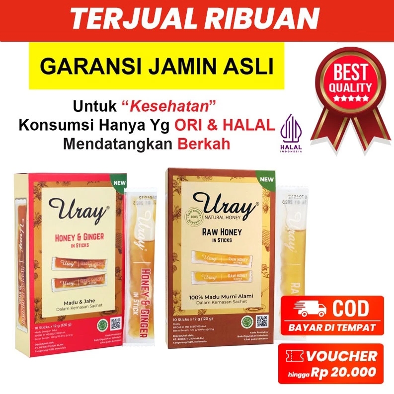 

Madu Uray Honey Box Stick Sachet ASLI Murni | GINGER Madu Hutan 120 gram