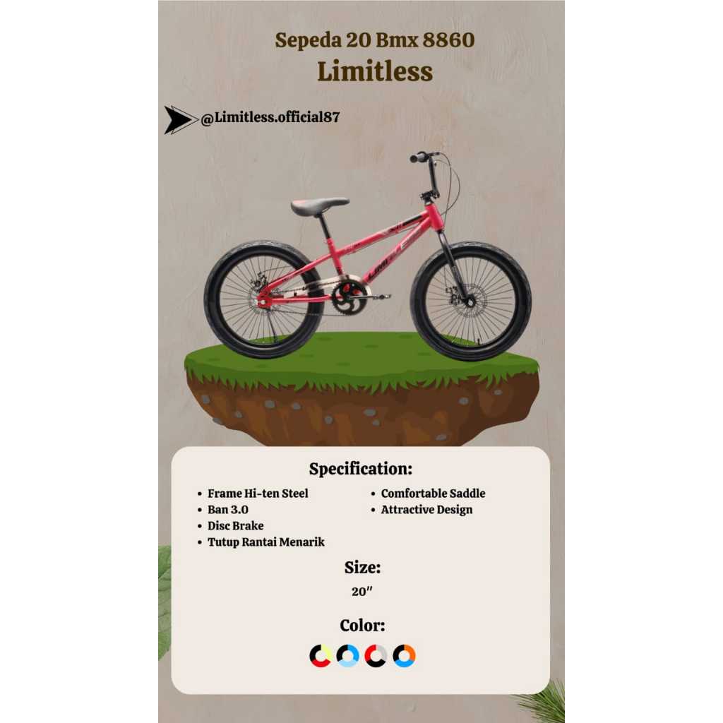 Sepeda Anak Laki Cowo 20 BMX 8860 LIMITLESS / Sepeda Murah / Sepeda Anak Dewasa