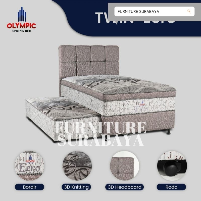 SET 2IN1 OLYMPIC SPRING BED TWIN EERO PLUSHTOP 120cm x 200cm
