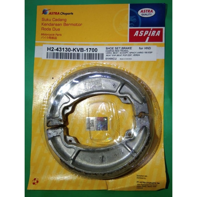 Kampas rem belakang Vario, Beat, ASPIRA asli