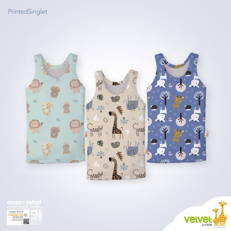 VELVET | Kaos Singlet Velvet Print (Singlet Full Print Velvet) 3pc