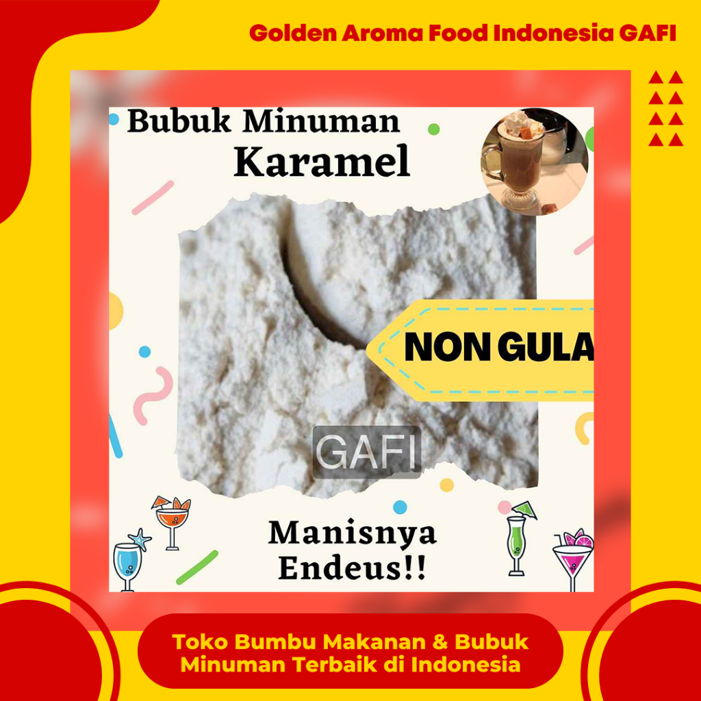 

GAFI Food Bubuk Minuman Rasa Karamel NON GULA 1 Kg Enak Murah Halal, Caramel SUGAR FREE Drink Powder 1Kg