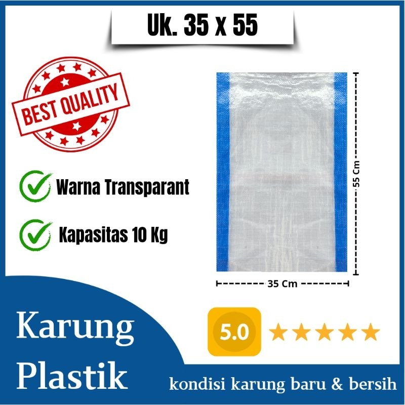 Karung plastik TRANSPARAN karung beras ukuran 10 Kg (35x55)