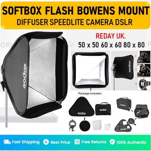 Godox 80x80cm S-Type Easy Folding Softbox for Flash Speedlite Mirrorless DSLR - For TT520 TT560 TT60