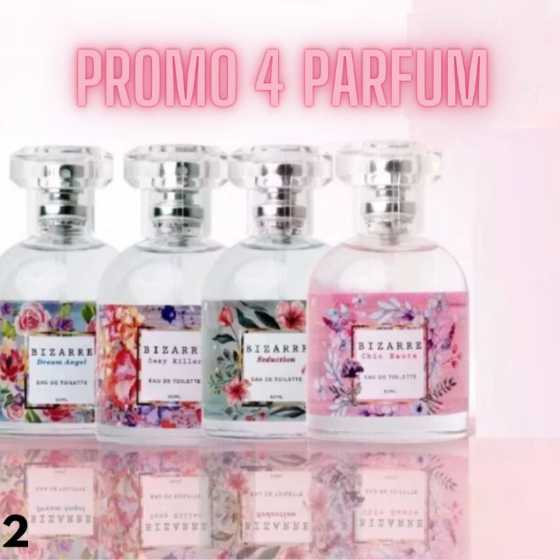 Promo 4 botol parfum bizaree 30ml manis segar wangi dan tahan lama