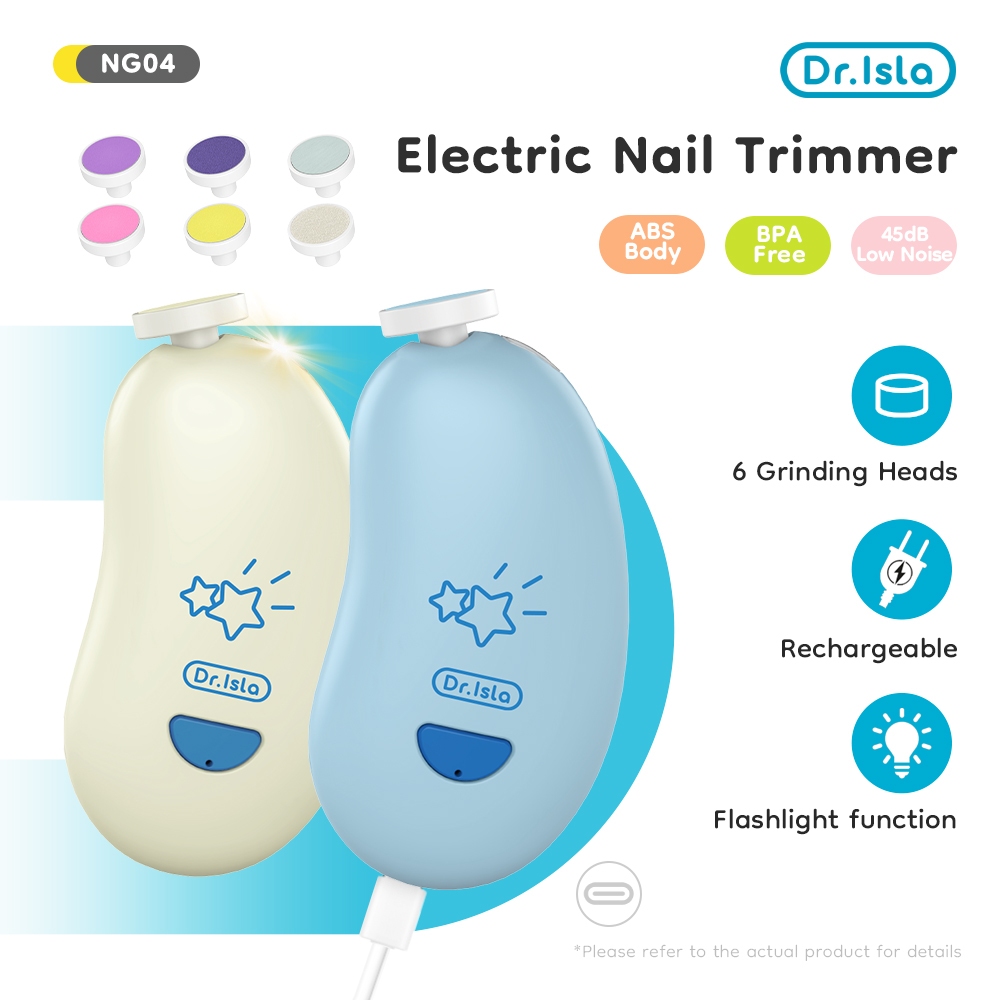 Dr.isla Gunting Kuku Bayi Elektrik Diisi Ulang 0-12M Potong Kuku Bayi Set Fungsi Pencahayaan NG04
