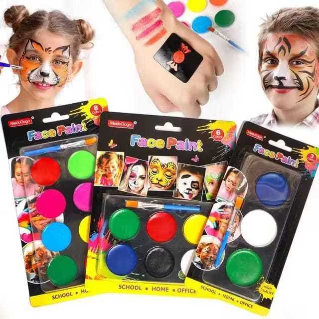 Portable boxed washable water based body face make up paint for kids Body and Face paint kit for kid