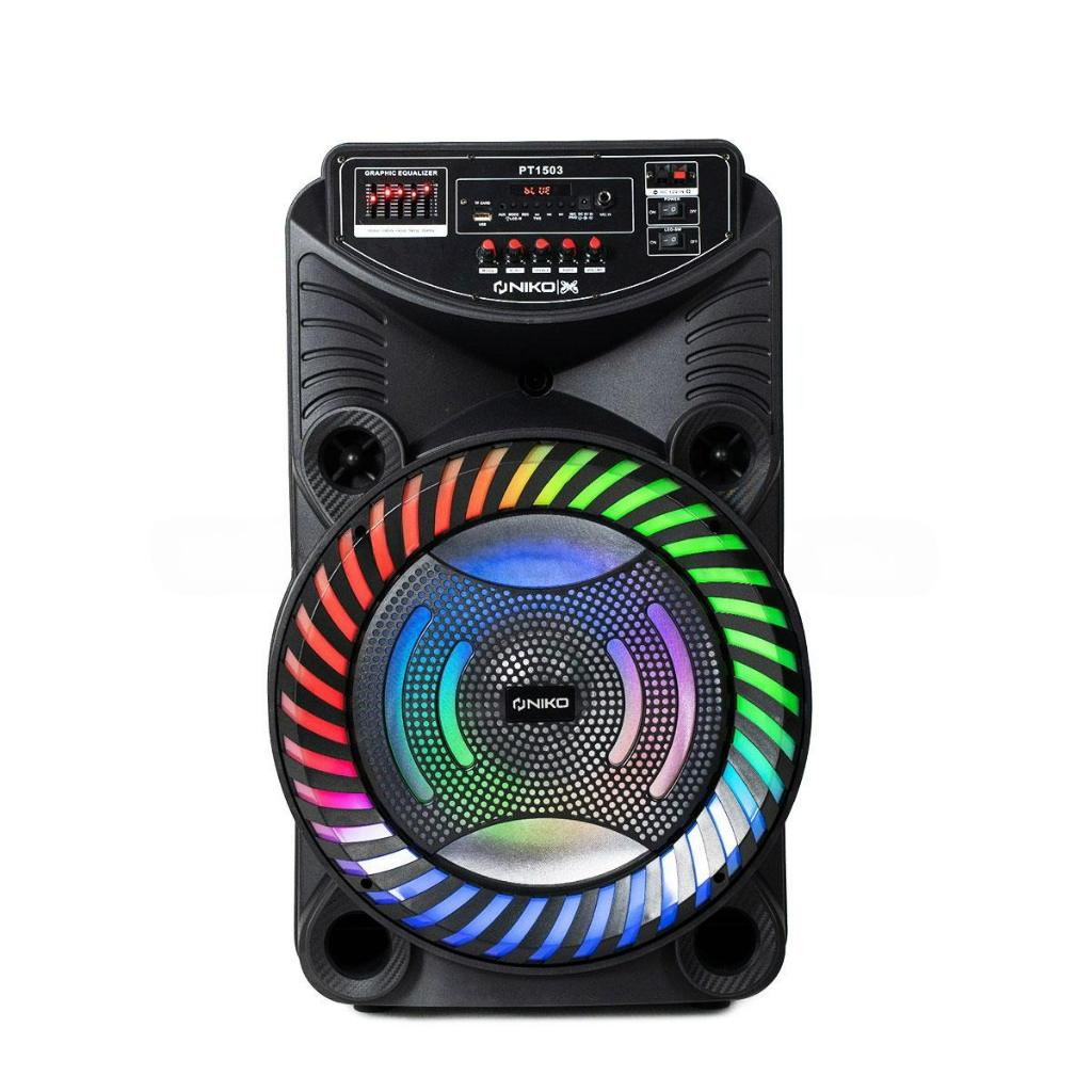 NIKO PT 1503 PT1503 Trolley Speaker Aktif Portable 15" Inch Speaker Multifungsi Bluetooth USB TWS Mi