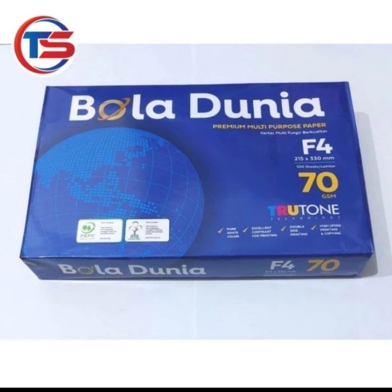 

HJK Kertas HVS F4 70 Gram Bola Dunia Kertas Folio 70 Gram 1 Rim