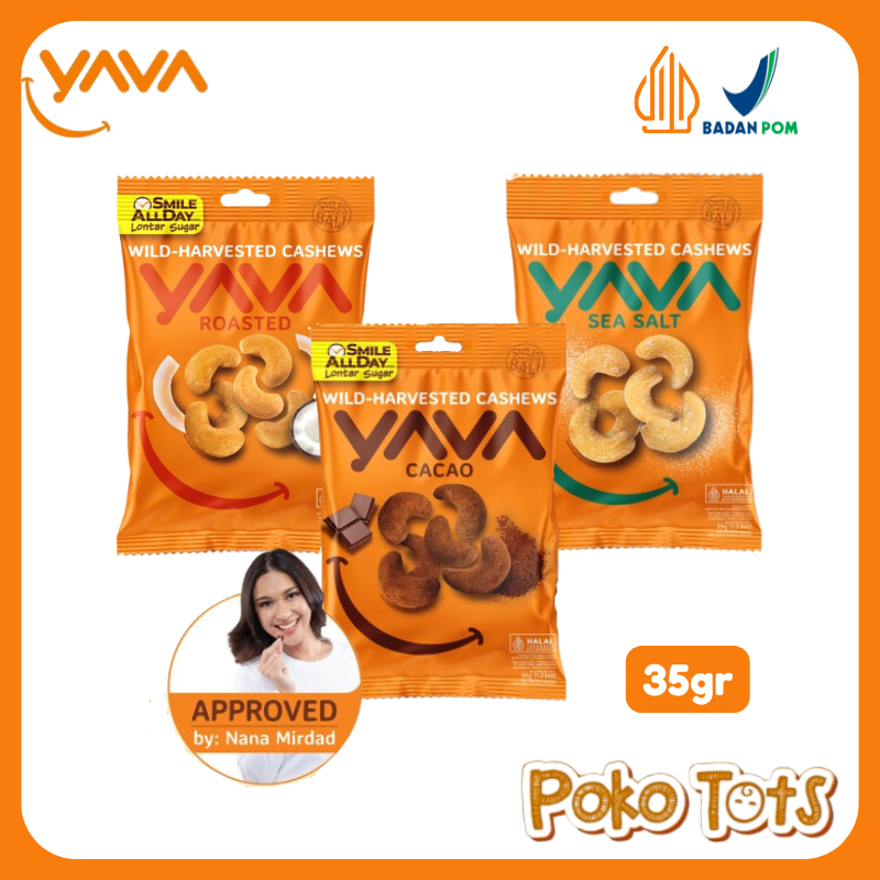 

Yava Wild Harvested Cashews Cacao Sea Salt & Roasted Cashew 35gr Snack Kacang Mede Cemilan Sehat East Bali