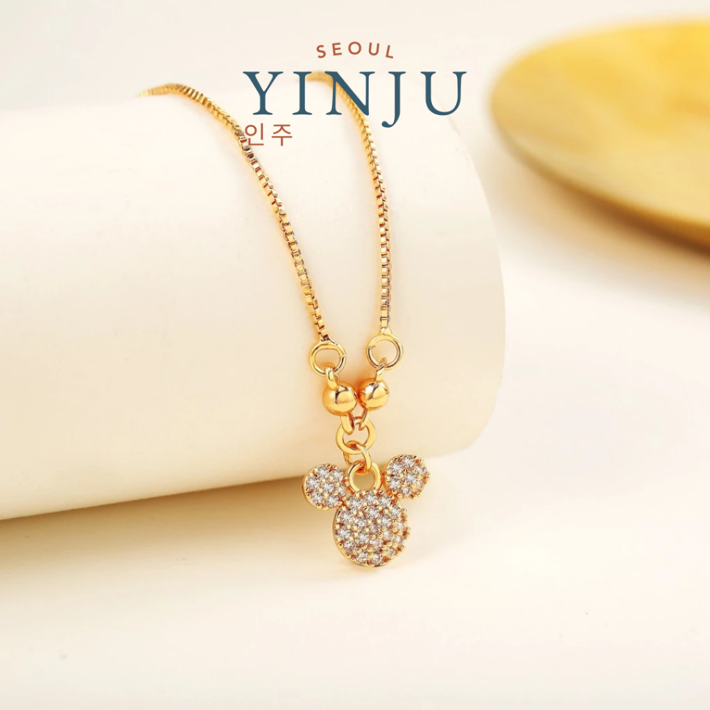 YINJU - Jewelry Kalung Mickey Mouse Wanita Anti Karat Titanium Berlian Perhiasan Anti Luntur Korea K