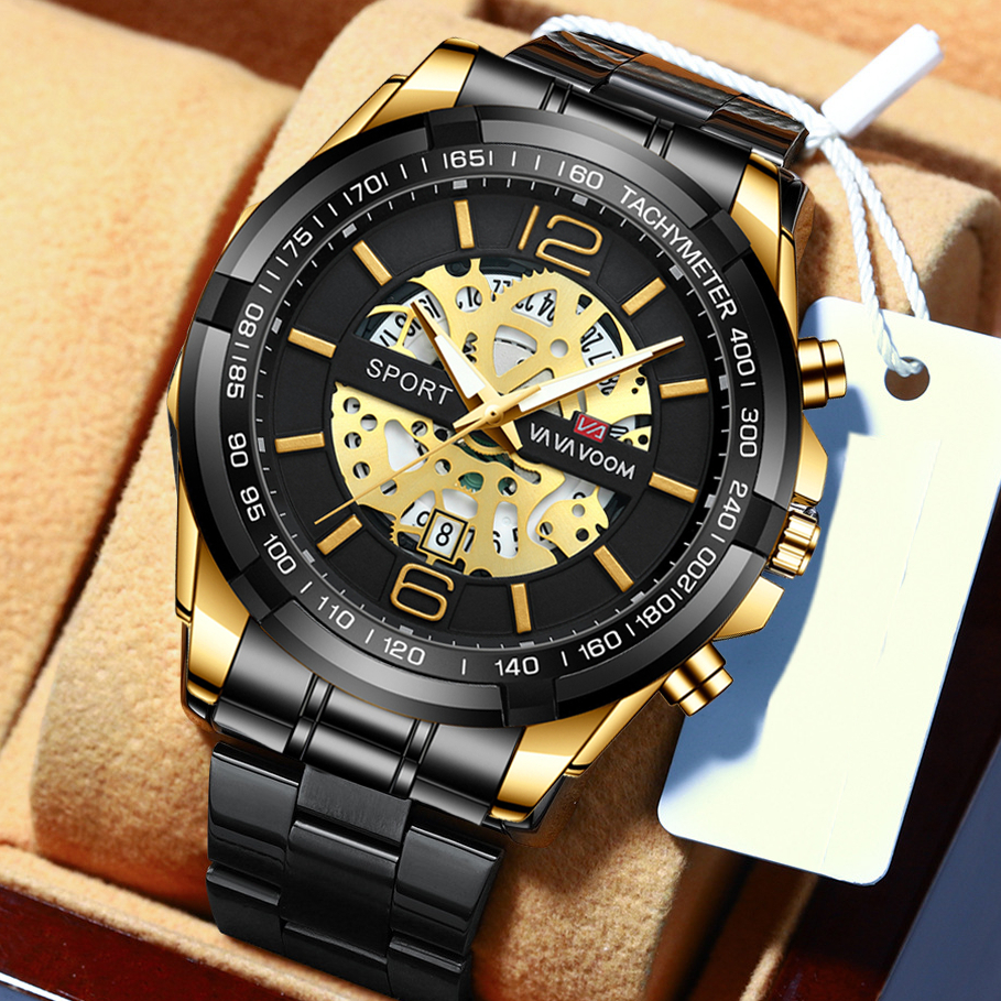 Jam Tangan Kasual Bisnis Vavavoom Asli Tahan Air Dial Besar Tachymeter Watch Stainless Steel New Mod