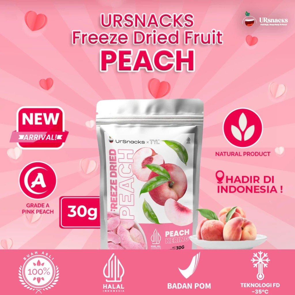 

URSNACKS Freeze Dried Peach 30gr | Buah Kering | Buah Peach