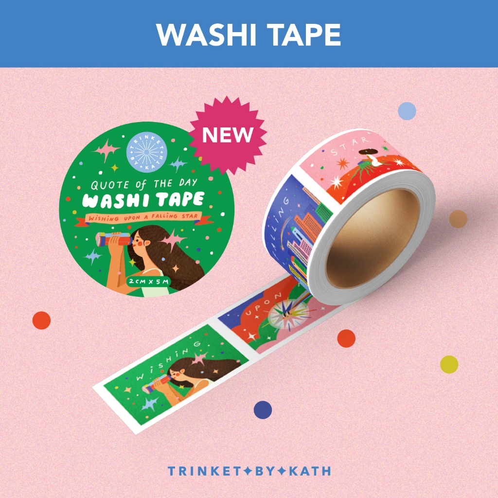 Washitape / Solatip Selotip Mini Aesthetic Motif Ilustrasi /  Decorative Tape Lakban - Trinket by Ka