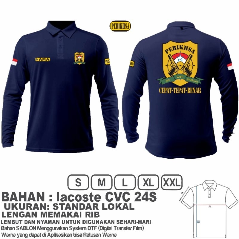 kaos perikhsa polo lengan panjang/kaos kerah perikhsa/custom order