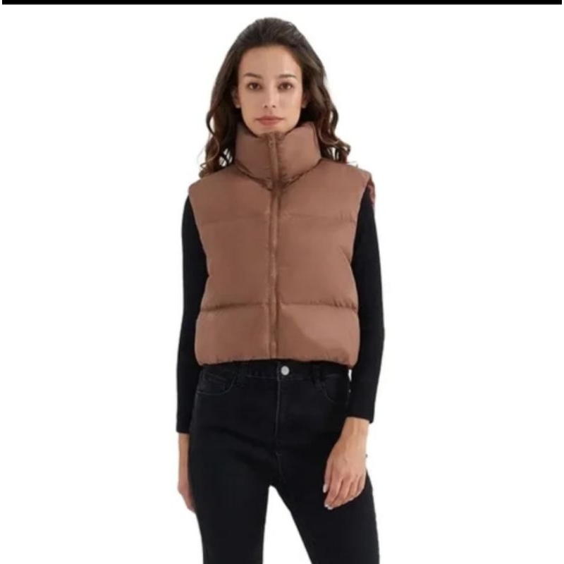 Rompi wanita rompi gelembung crop wanita musim dingin