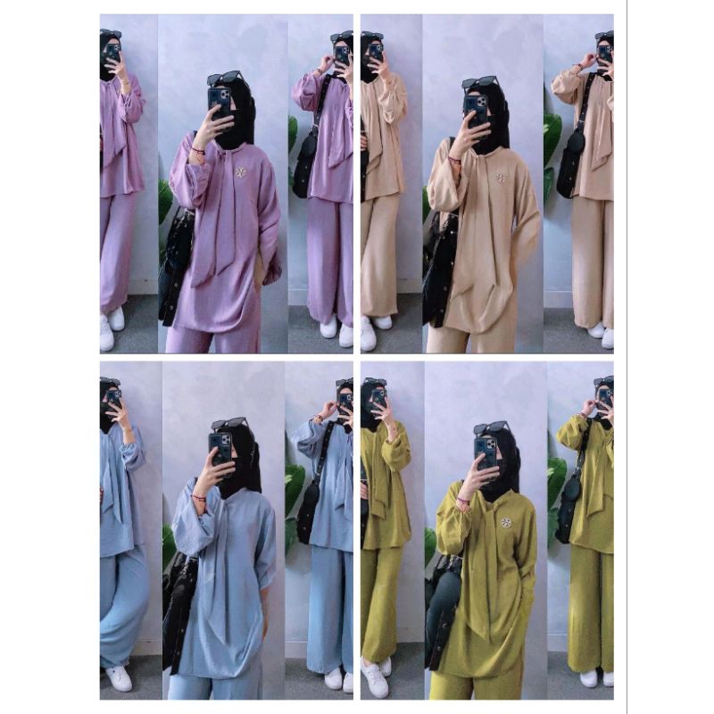 Alesha One Set Stelan Kulot | Alesha One Set Celana Tunik