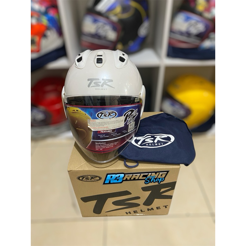 Helm TSR RAM 5 White / White Glossy / Putih | Helmet Half Face TSR