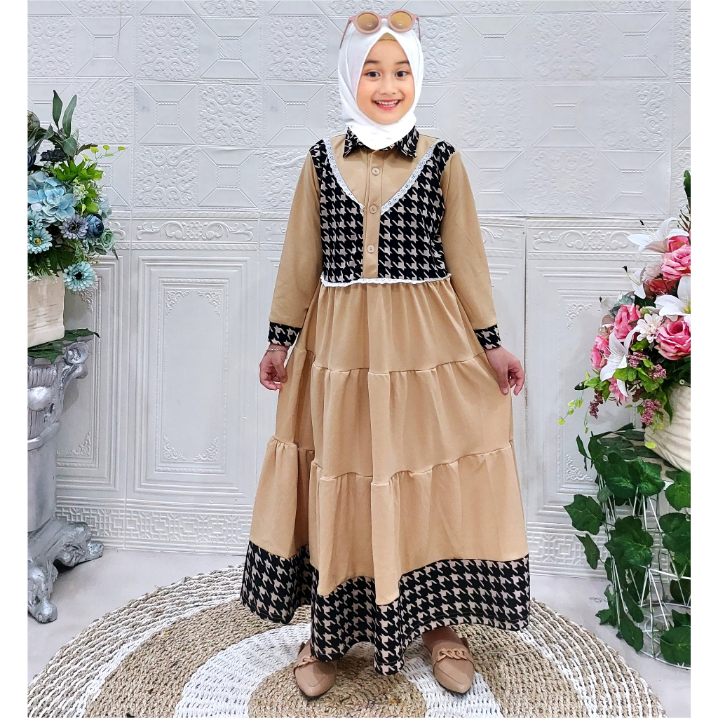 Savia - Gamis dress baju rompi rempel susun anak cewe perempuan wanita umur 1 2 3 4 5 6 7 8 9 10 11 
