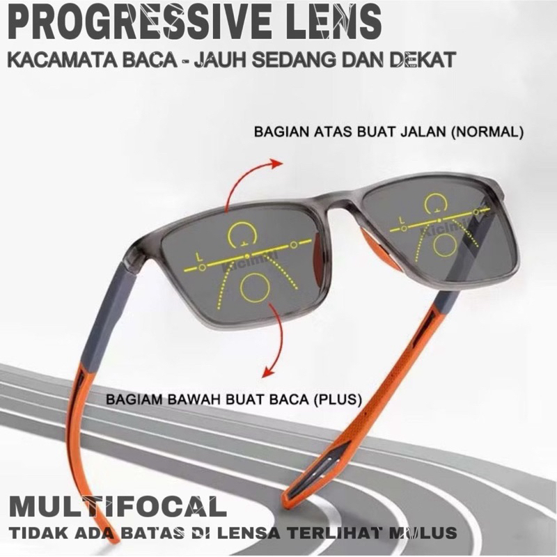 Kacamata Baca Progressive Photocromic Antiradiasi Pria Sport Kacamata Plus Baca Dan Jalan Photocromi