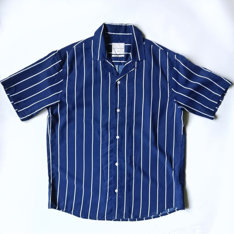 Kemeja Stripe Shirt TBJ Nearby Navy