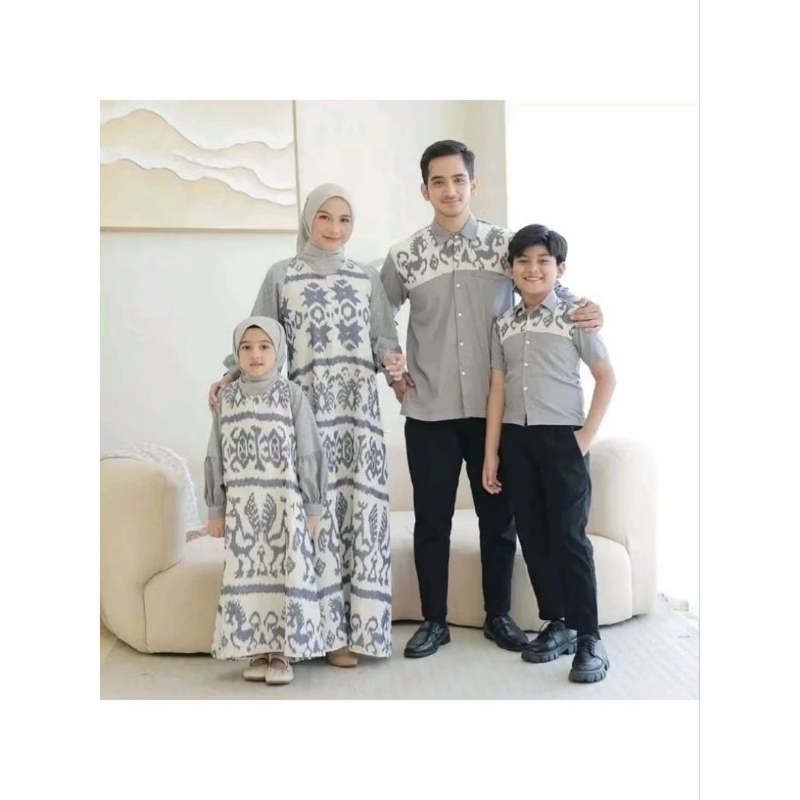 baju couple tenun - couple tenun keluarga - gamis muslim terbaru - gamis tenun kombinasi - gamis ray