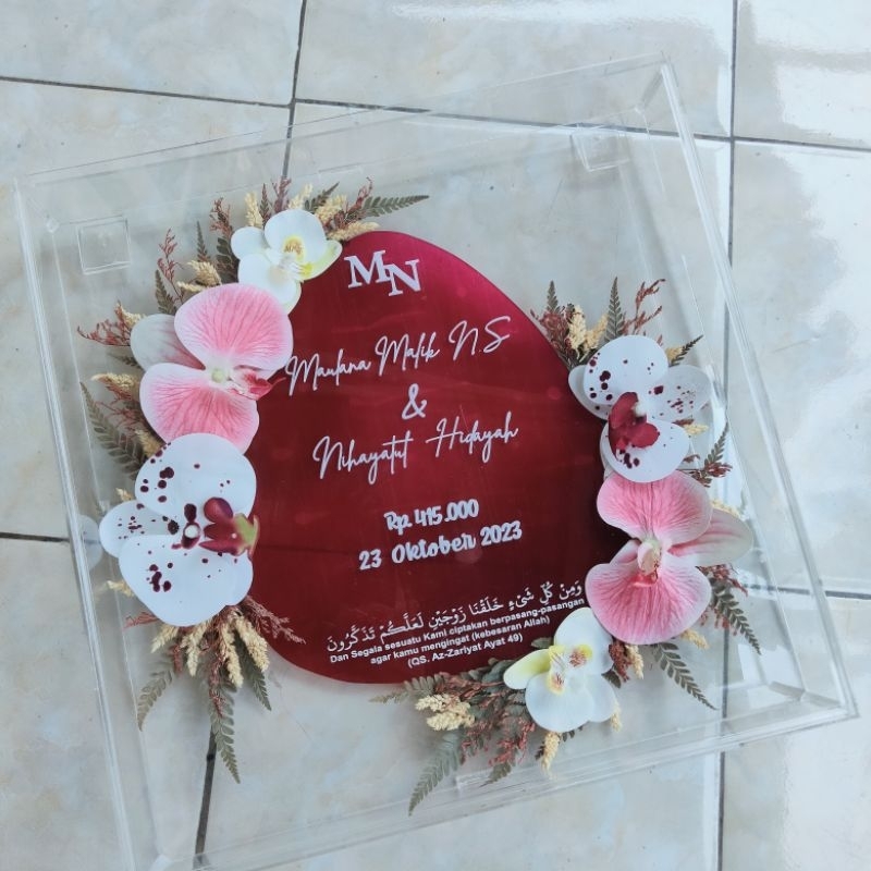 Mahar Full Akrilik Free Custom Free Request Bunga, Mahar Premium Full Akrilik