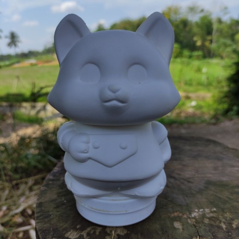 patung gypsum lukis celengan kucing