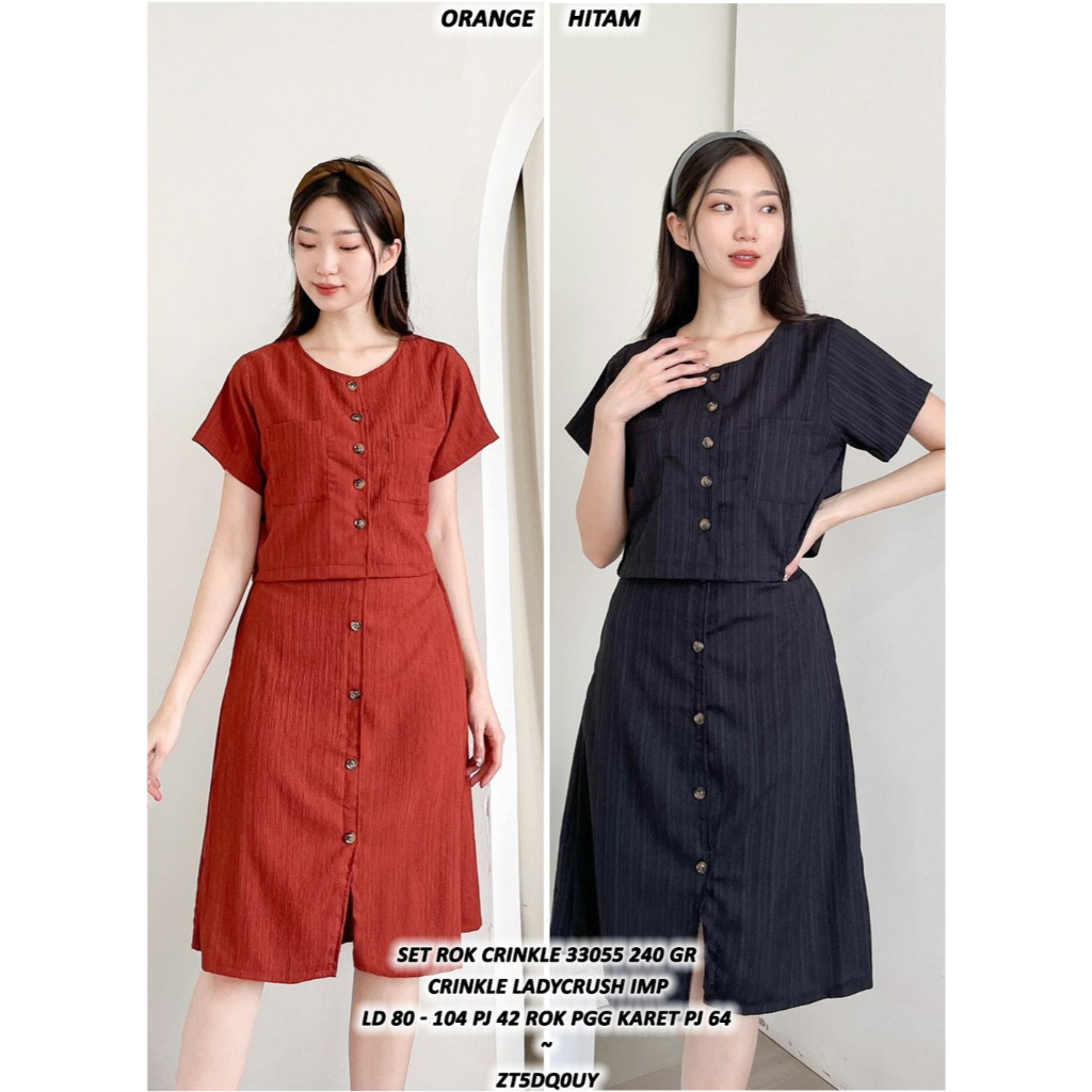 SET ROK WANITA //SET ROK CRINKLE 33055