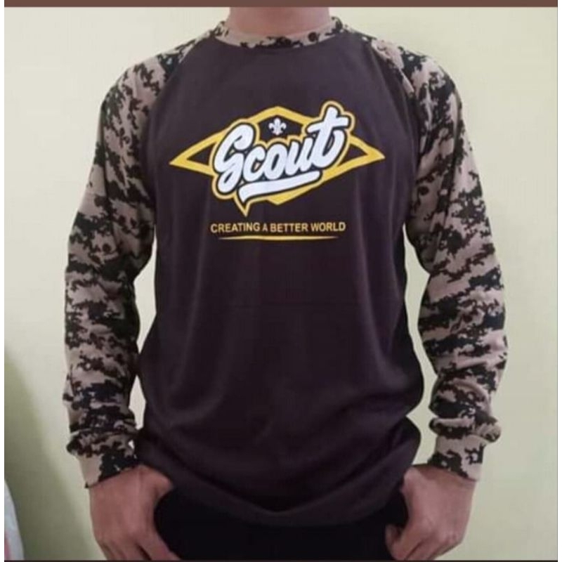 KAOS LORENG PRAMUKA SCOUT KUNING-PUTIH*#TERSEDIA UKURAN JUMBO*#