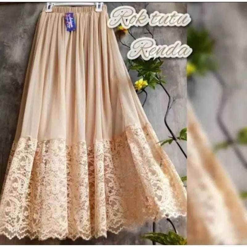 wqe ROK TUTU POLOS KOMBINASI RENDA KHUSUS HITAM