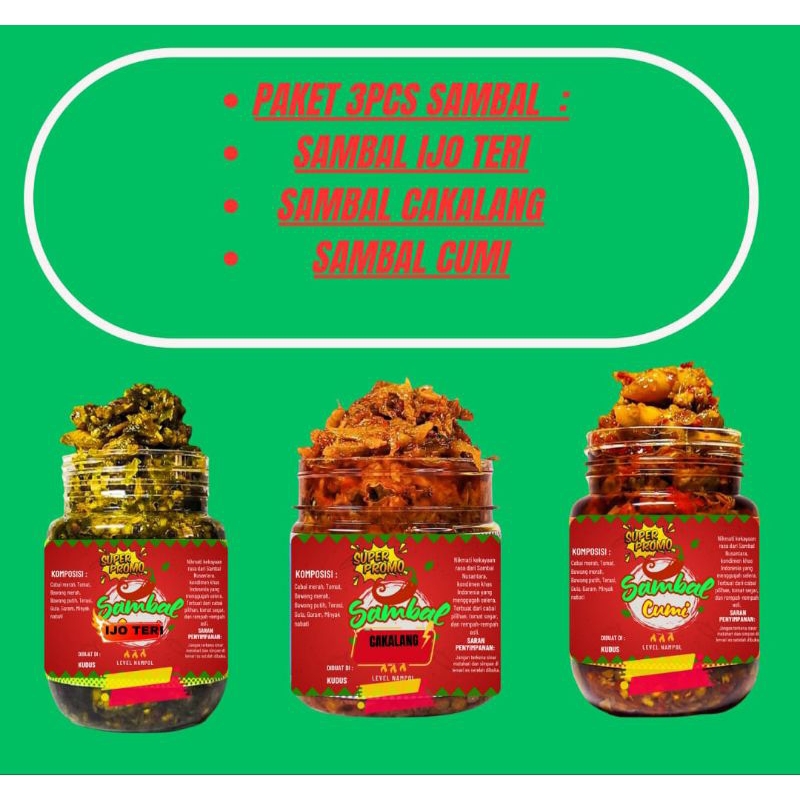 

Sambal Ijo Teri Samabal Cumi Sambal Cakalang Paket Hemat 3Pcs Samabal 200Gram