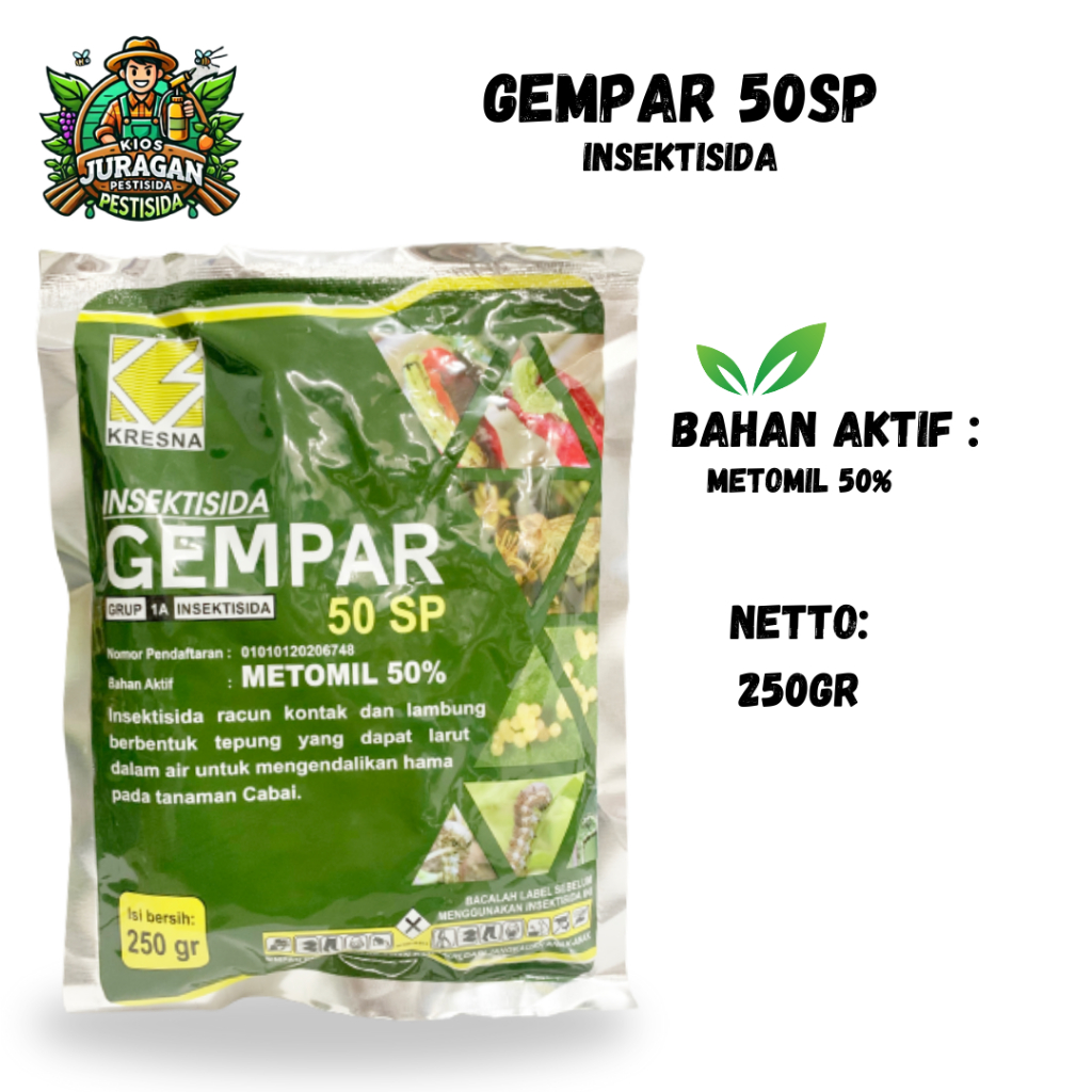 GEMPAR 50SP 250GR METOMIL WARNA BIRU EFEKTIF MEMBASMI ULAT DAN TELURNYA