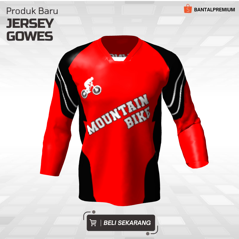 Kaos Jersey Gowes Sepeda Downhill Merah Hitam Motif Abstrak 36 - Jersey Custom Lengan Panjang